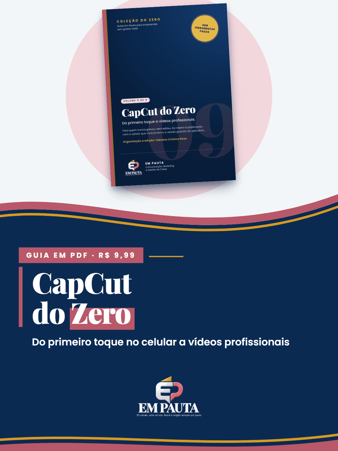 Arte do guia CapCut do Zero: capa do e-book em PDF, por R$ 9,99
