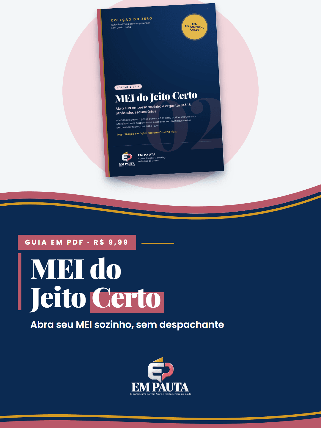 Arte do guia MEI do Jeito Certo: capa do e-book em PDF, por R$ 9,99