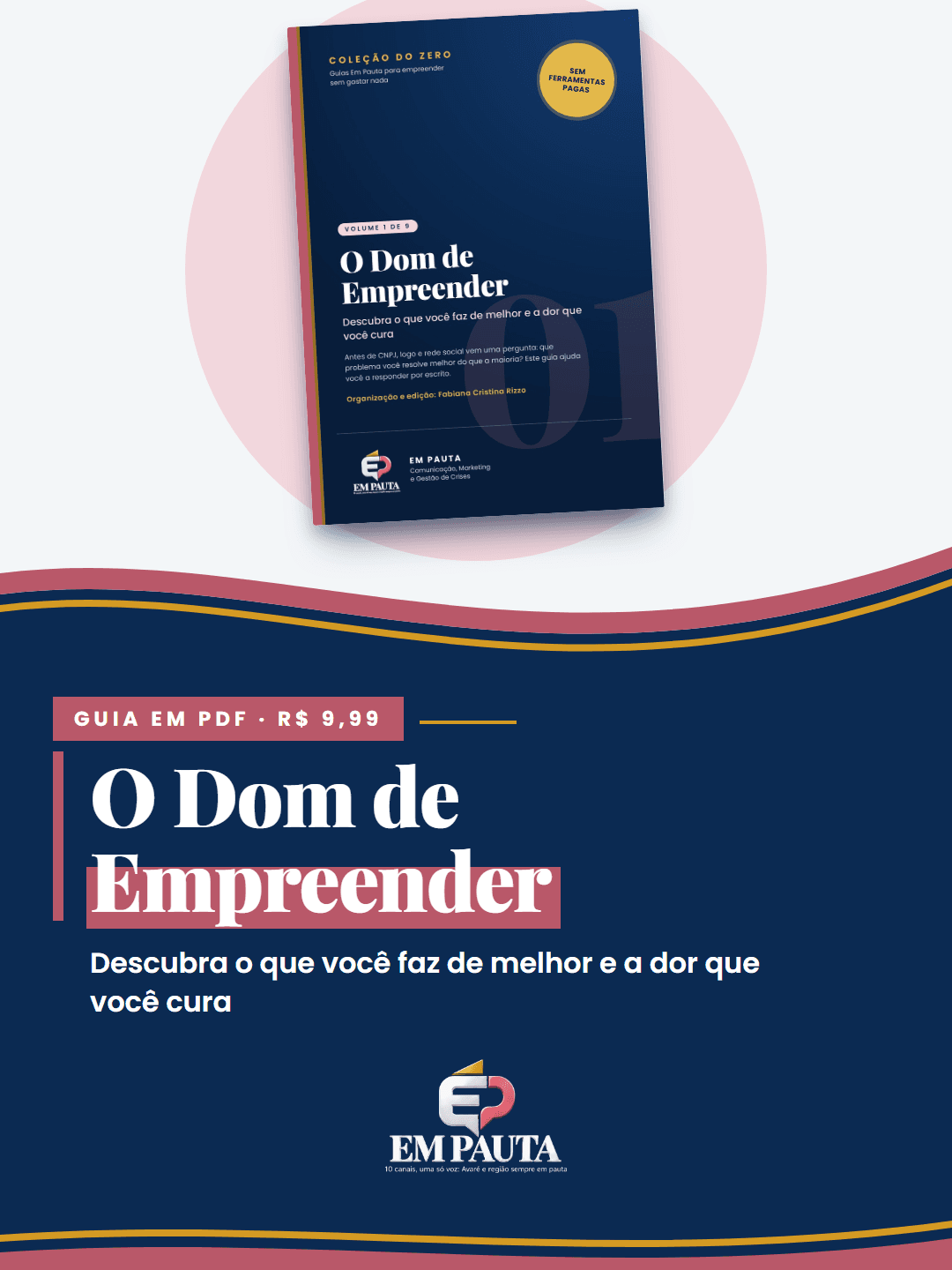 Arte do guia O Dom de Empreender: capa do e-book em PDF, por R$ 9,99