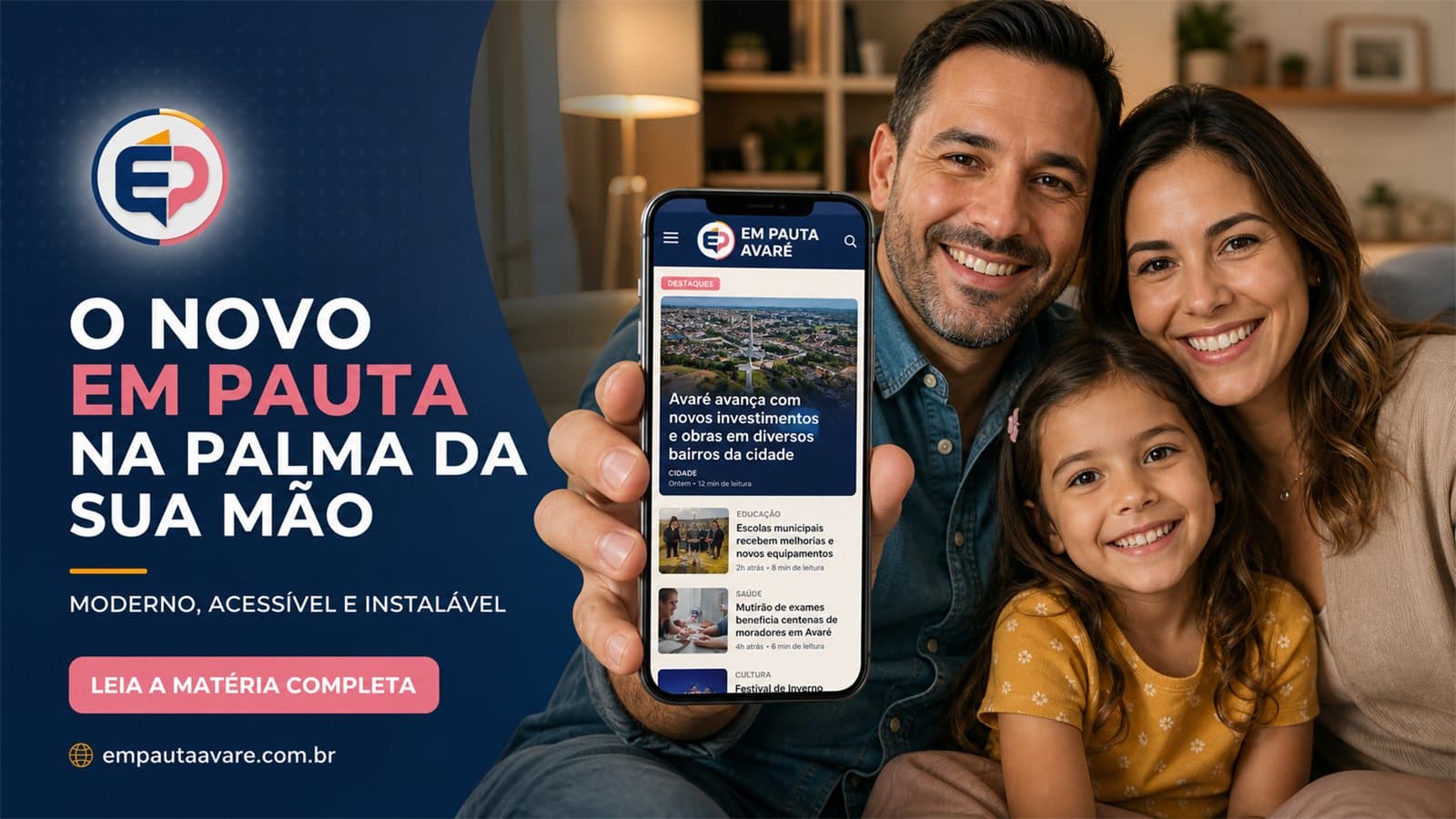 Em Pauta Avaré apresenta portal moderno e instalável, com experiência móvel, acessibilidade, vídeos, galerias, newsletter e participação dos leitores.