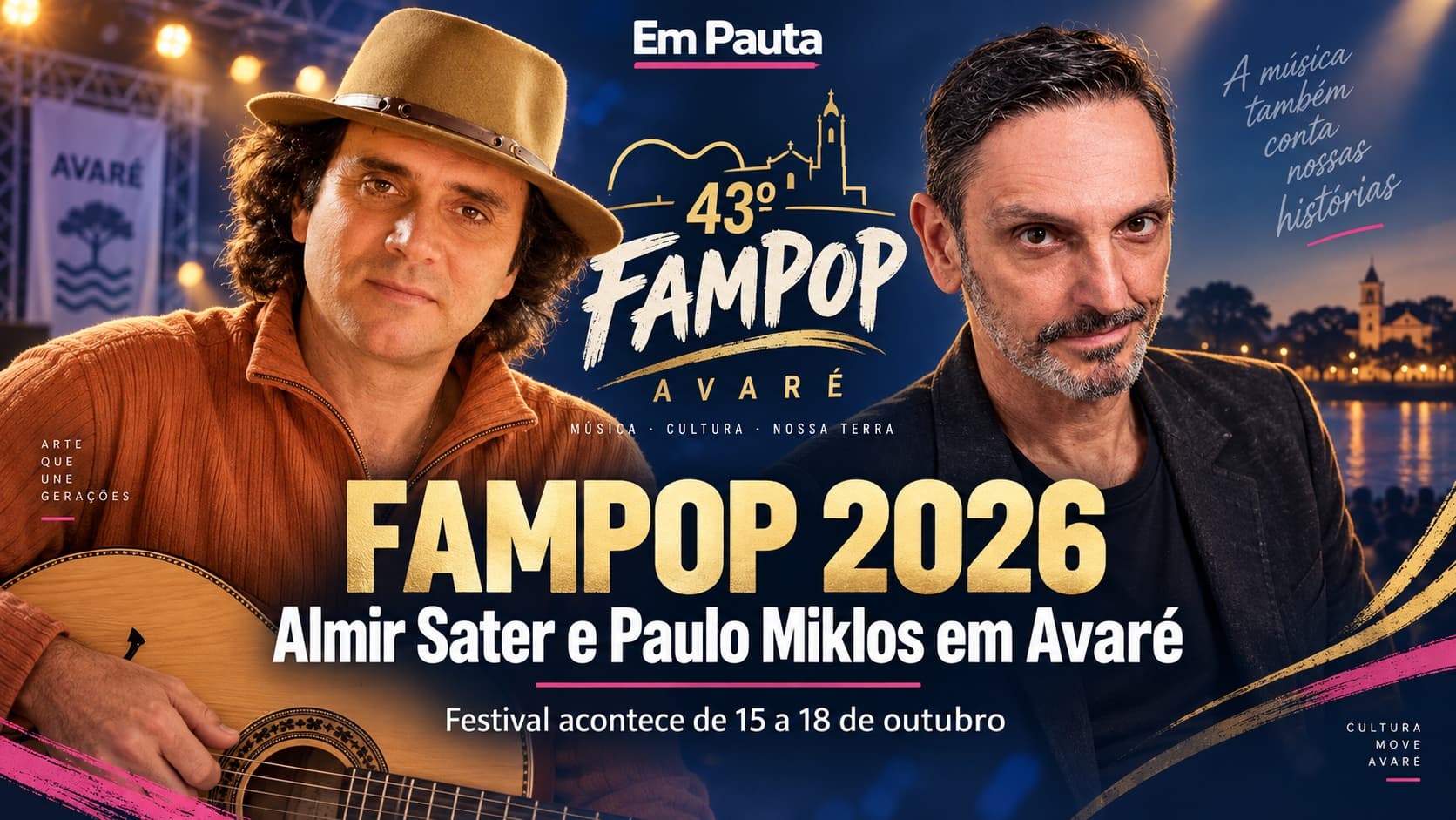 De Lenine a Chico César: Fampop chega à 43ª edição com Almir Sater e Paulo Miklos e mantém tradição de revelar talentos