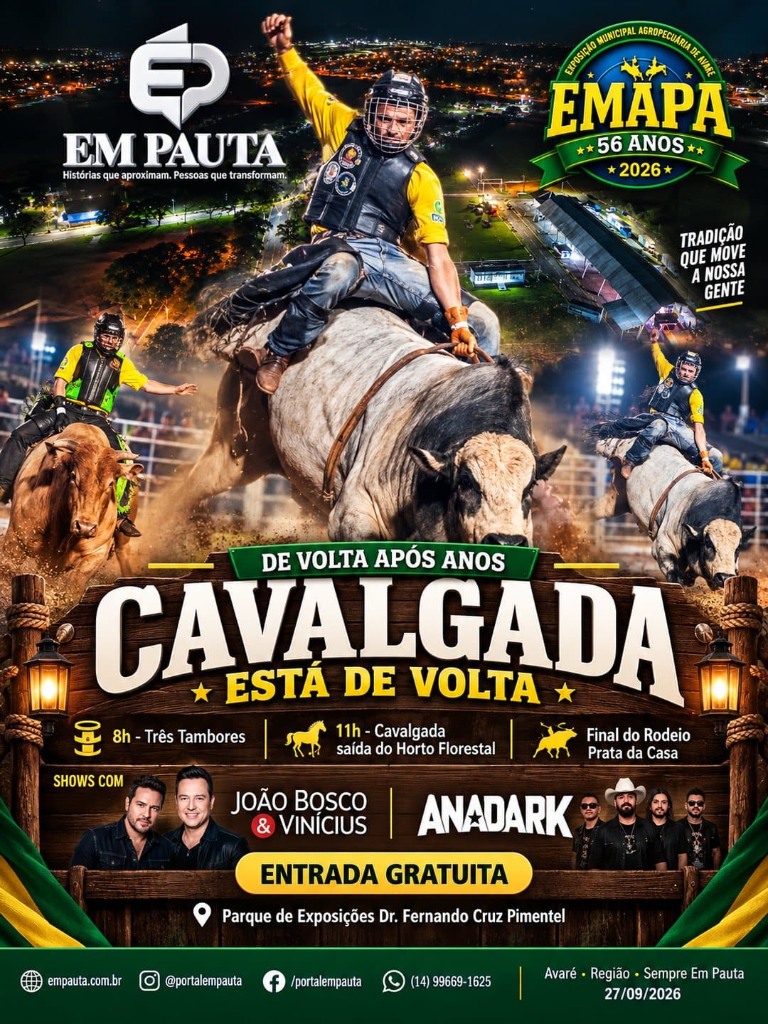 Imagem 3 da matéria EMAPA segue até dia 27 com shows, rodeio, Queima do Alho e volta da Cavalgada
