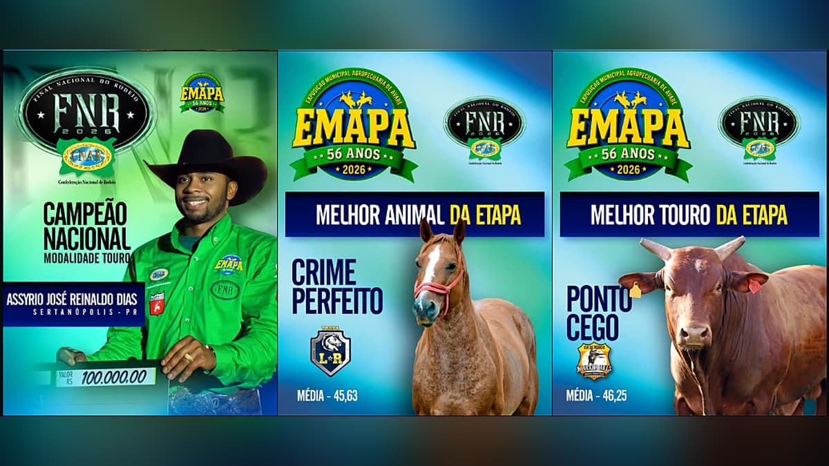 Assyrio José Dias e João da Conceição são os campeões brasileiros de rodeio em Avaré