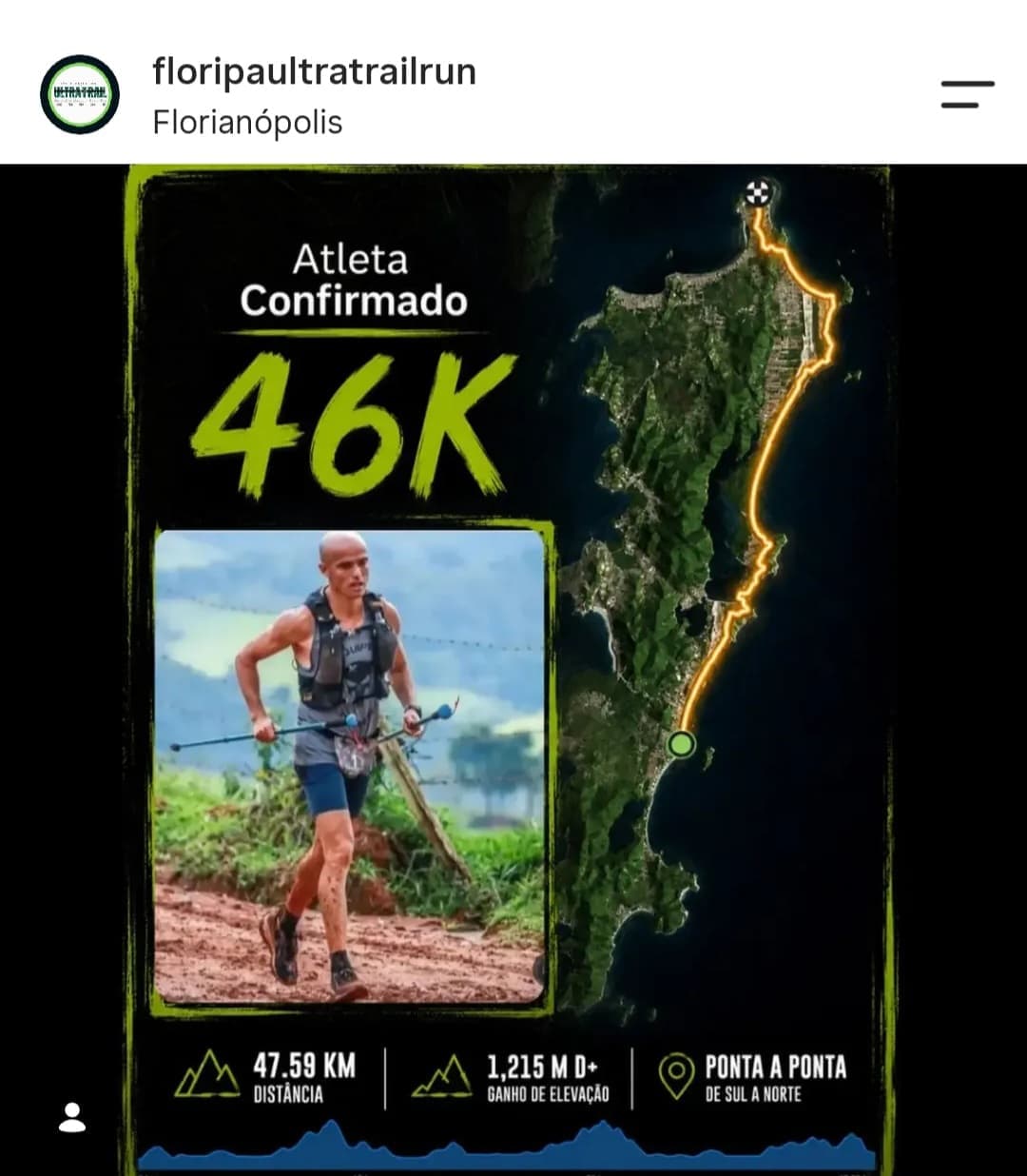 Imagem 3 da matéria Alexandre Caveira vence categoria dos 46 km da Floripa Ultra Trail Run