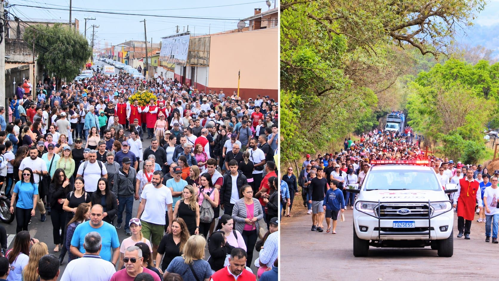 Fé avareense ganha a estrada em procissão de 9 km até a Ponte Alta