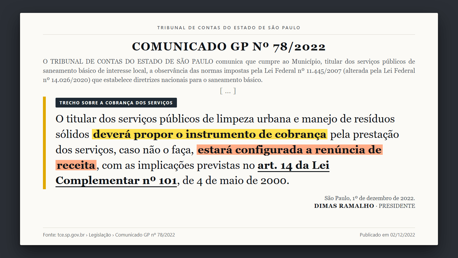 Taxa de lixo em Fartura: descumprimento de obrigação legal pode gerar penalidades ao prefeito; Prefeitura já encaminhou projeto